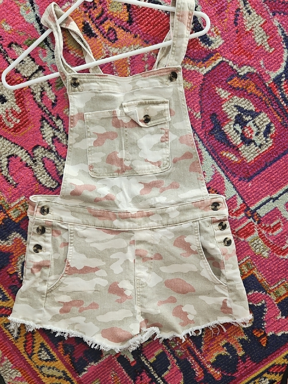 Pilcro White & Cream Camo Denim Shortalls